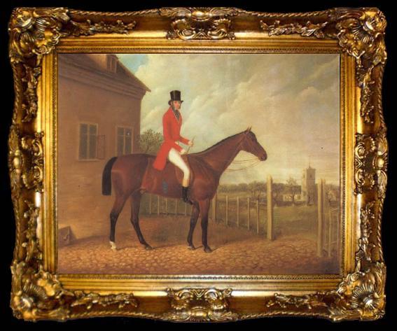 framed  David Dalby Lord Bolton on a Bay Hunter, ta009-2